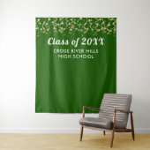 スクールクラス年写真背景グリーン金ゴールド白 タペストリー (インサイチュ)