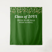 スクールクラス年写真背景グリーン金ゴールド白 タペストリー (正面)