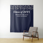 スクールクラス年写真背景ネイビーブルーシルバー タペストリー (インサイチュ)
