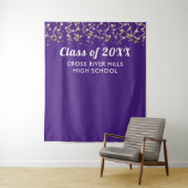 スクールクラス年写真背景パープル金ゴールドホワイト タペストリー (インサイチュ)