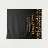 スクールクラス年写真背景ブラックオレンジ タペストリー (正面(横))