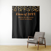 スクールクラス年写真背景ブラックオレンジ タペストリー (インサイチュ)