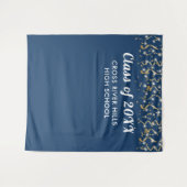 スクールクラス年写真背景ブルーホワイト タペストリー (正面(横))