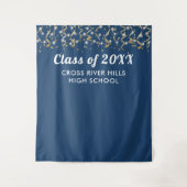 スクールクラス年写真背景ブルーホワイト タペストリー (正面)