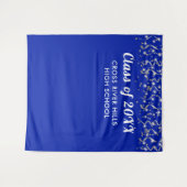 スクールクラス年写真背景ブルー王室のシルバー タペストリー (正面(横))