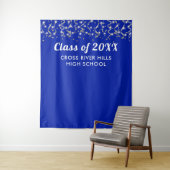 スクールクラス年写真背景ブルー王室のシルバー タペストリー (インサイチュ)