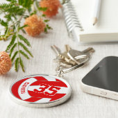 スクールクラブカラー赤いホワイトバレーボールチームギフト キーホルダー (側面)