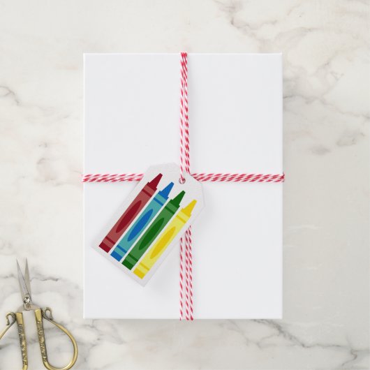 スクールクレヨンパーソナライズされたズ ギフトタグ (より糸付き)