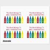 スクールクレヨンパーソナライズされた蔵書票 長方形シール (シート)