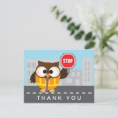 スクールクロッシングガードかわいいフクロウ ポストカード (スタンド正面)