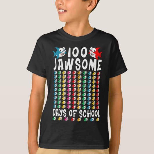 スクールサメの100のユダヤ人日100日Schoの100日目 Tシャツ (正面)