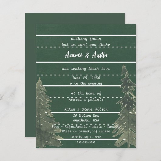 スクールシャルボードカジュアル結婚式招待状 (正面/裏面)