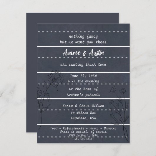 スクールシャルボードカジュアル結婚式招待状 招待状 (正面/裏面)