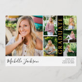 スクールスピリット6写真卒業(黒)発表 箔招待状 (正面)