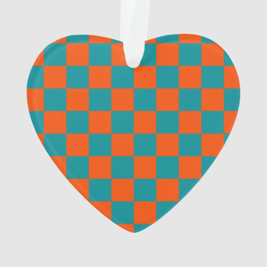 スクールスポーツチェッカーボードイニシャルオレンジブルー オーナメント (裏面)