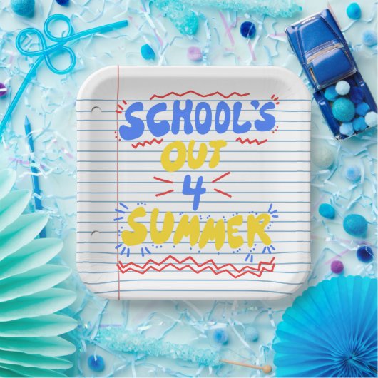 スクールズアウトルーズリーフ紙招待状 ペーパープレート (パーティー)