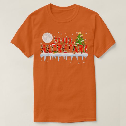 スクールセクレタリークリスマスツリーライトヒョウSanta Hat Tシャツ (デザイン正面)