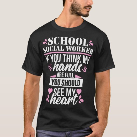 スクールソーシャルワーカーかわいいハート先生ギフト Tシャツ (正面)