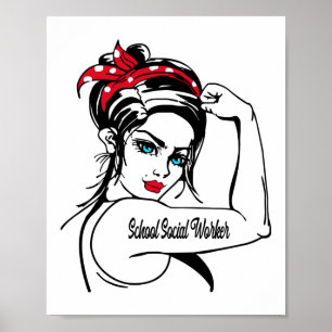 スクールソーシャルワーカーRosie The Riveter Pin ポスター