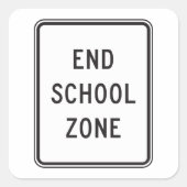 スクールゾーン道路標識の終了 スクエアシール (正面)