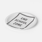 スクールゾーン道路標識の終了 ペーパープレート (アングル)