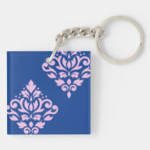 スクールダマスクアートIピンクon Blue キーホルダー (裏面)