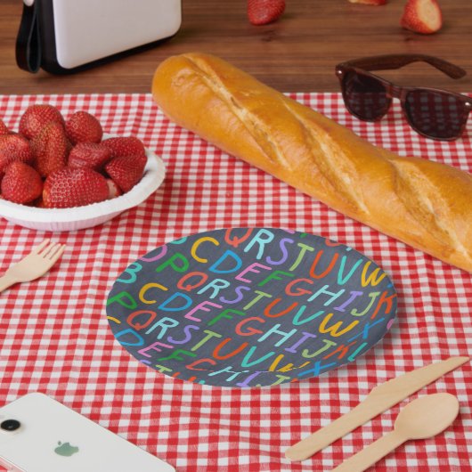 スクールチャルクボードアルファベットパーティー紙プレート ペーパープレート (ピクニック)