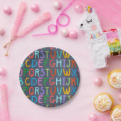 スクールチャルクボードアルファベットパーティー紙プレート ペーパープレート (パーティー)