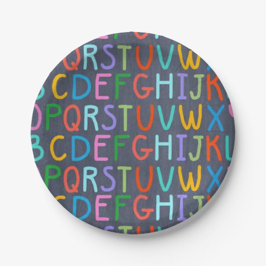 スクールチャルクボードアルファベットパーティー紙プレート ペーパープレート (正面)