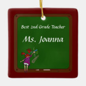 スクールチョークボード先生 セラミックオーナメント (正面)