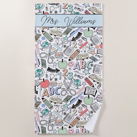 スクールドードルキュート夏ビーチタオル ビーチタオル (正面)