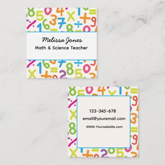 スクールナンバカラフルス演算先生 スクエア名刺 (正面/裏面)