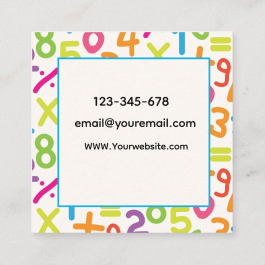 スクールナンバカラフルス演算先生 スクエア名刺 (裏面)