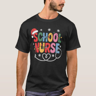 スクールナース クリスマス サンタ帽子 看護ユーモア Xmas Tシャツ