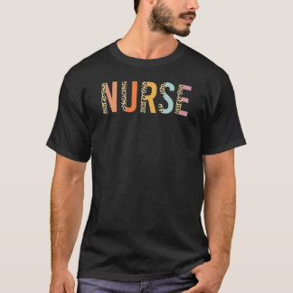 スクールナース ヒョウ柄 看護師 女性 かわいい ハッピー Tシャツ