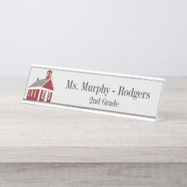 スクールハウスグリーン先生ズデスクぶら下がったズウォールデ デスクネームプレート