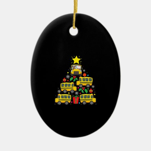 スクールバおもしろいスドライバーのクリスマスツリーオーナメント セラミックオーナメント (正面)