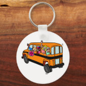 スクールバスから手を振る子供たち キーホルダー (正面)