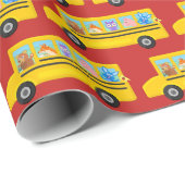 スクールバスかわいい動物パターン|は色を選びます ラッピングペーパー (ロールコーナー)