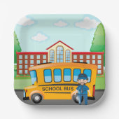 スクールバスとドライバー ペーパープレート (正面)