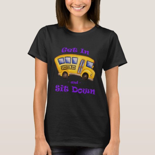 スクールバスに乗ってバスの運転手を乗せる Tシャツ (正面)