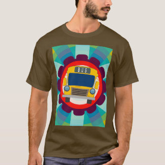 スクールバスのデザインが大好きな男のカラフル子 Tシャツ