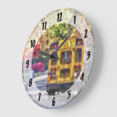 スクールバスのバック ラージ壁時計 (傾斜)