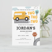 スクールバスのバースデーホイールのバスパーティー 招待状 (スタンド正面)