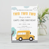 スクールバスのバースデーホイールのバスパーティー 招待状 (スタンド正面)