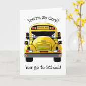 スクールバスのパーソナライズな挨拶状 カード (黄色い花)
