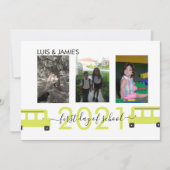 スクールバスの最初の日スクリプトのフォトカード 招待状 (正面)