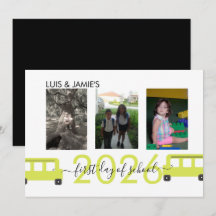 スクールバスの最初の日スクリプトのフォトカード