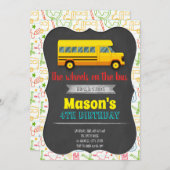 スクールバスの誕生日パーティーの招待状 招待状 (正面/裏面)