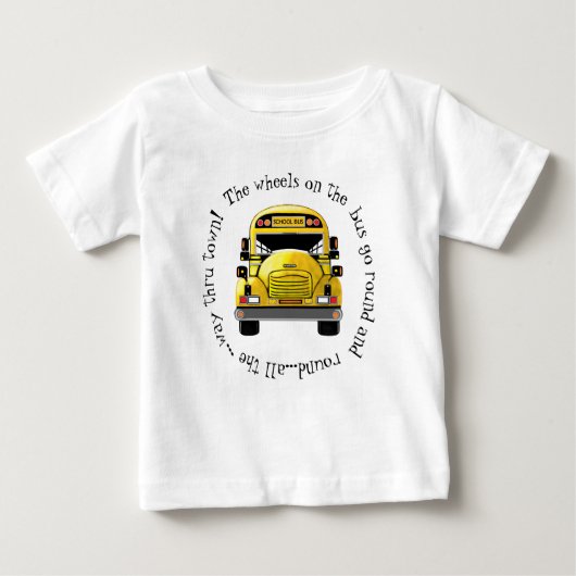 スクールバスの車輪はワイシャツのあたりで行きます ベビーTシャツ (正面)